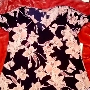 SJS NWT Orchid Navy Blue Pink Floral Shift Dress